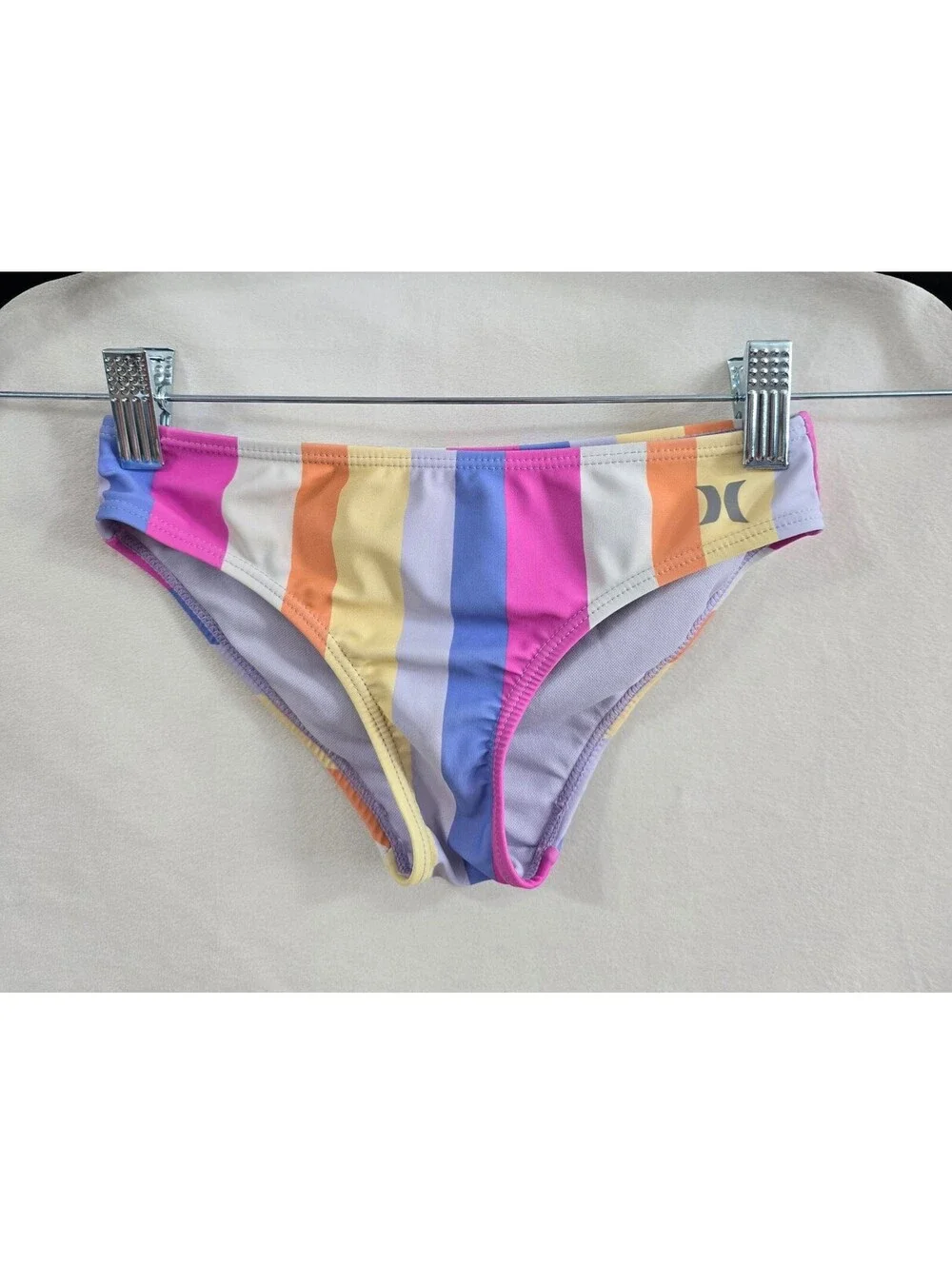Hurley Girls' Striped Two-Piece Tankini Swimsuit Set Size M (7/8)